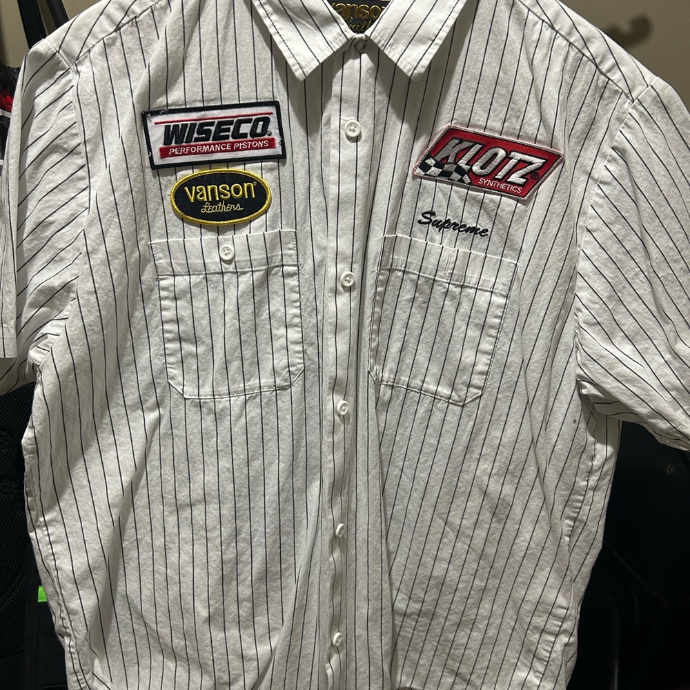 Vanson x Supreme white polo